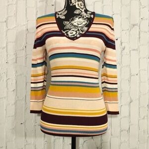 7TH Avenue Striped Sweater Medium